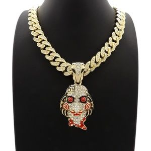Saw Inspired Pendant & 18" Full Iced Out Chain